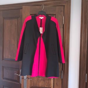 Black and Pink Scuba Longline Waterfall Jacket